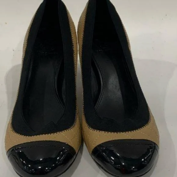 TORY BURCH BROWN/BLK 2.5" HEELS - Picture 4 of 7